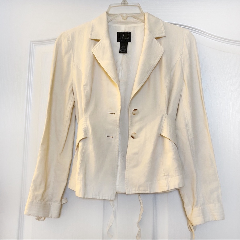 EUC INC Cream Silk Linen Blazer sz 2P